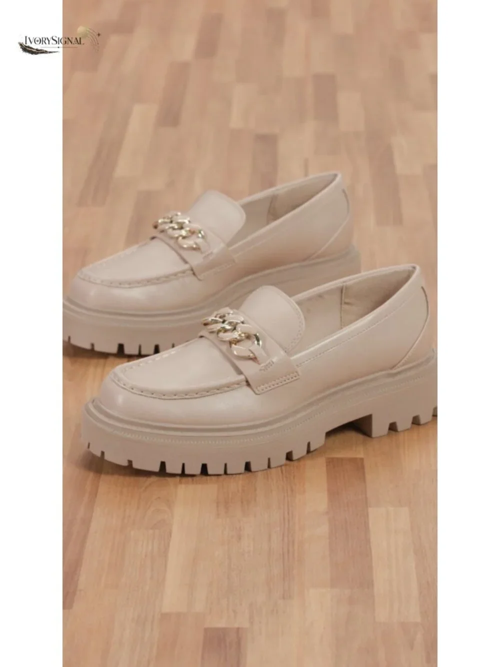 Faux Leather Loafers Slip-On Flats Square Toe Platform Heel Women's